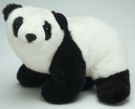 Baby Panda Bear Realistic Vintage Big Soft Teddy Stuffed Plush Toy 14” B&amp;W Nice! - £7.02 GBP
