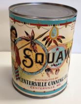 Squaw Choice Sifted Peas Tin Can Centerville Canning Maryland c1949-50&#39;s Vintage - £27.12 GBP