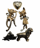 5 Assorted Pet Tac Pins Brooches Gold-Tone Bird Dog Cats Heart - €17,13 EUR