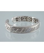 Judith Ripka Sterling Silver Hinged Cuff Bracelet w/ CZ Accents - $150.94