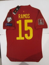 Sergio Ramos Spain World Cup Qualifiers Match Slim Home Soccer Jersey 2021-2022 - £80.12 GBP