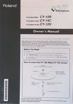 Roland CY-15R CY-14C CY-12H V-Drum Pads Original Owner&#39;s Manual Booklet - £17.09 GBP