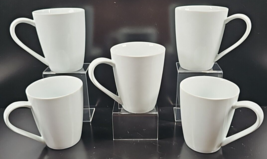 (5) JCPenney Cooks White Dinnerware Collection Mugs Set Smooth Porcelain... - $66.20