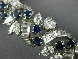 28.3Ct Diamond &amp; Blue Sapphire 3D Flower Filigree Bracelet 14k White Gold Over - £200.26 GBP