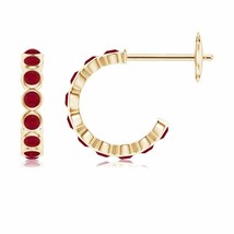 Natural Ruby Hoops Earrings for Women, Girls in 14K Gold (Grade-AA , 1.8MM) - £424.07 GBP