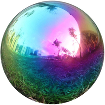 Rainbow Home Garden Gazing Globe Mirror Balls Polished Stainless Steel NEW - $64.40