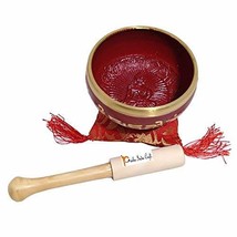 Prisha India Craft Tibetan Singing Bowl Set Red - Includes 3.5&quot; Singing ... - £20.09 GBP