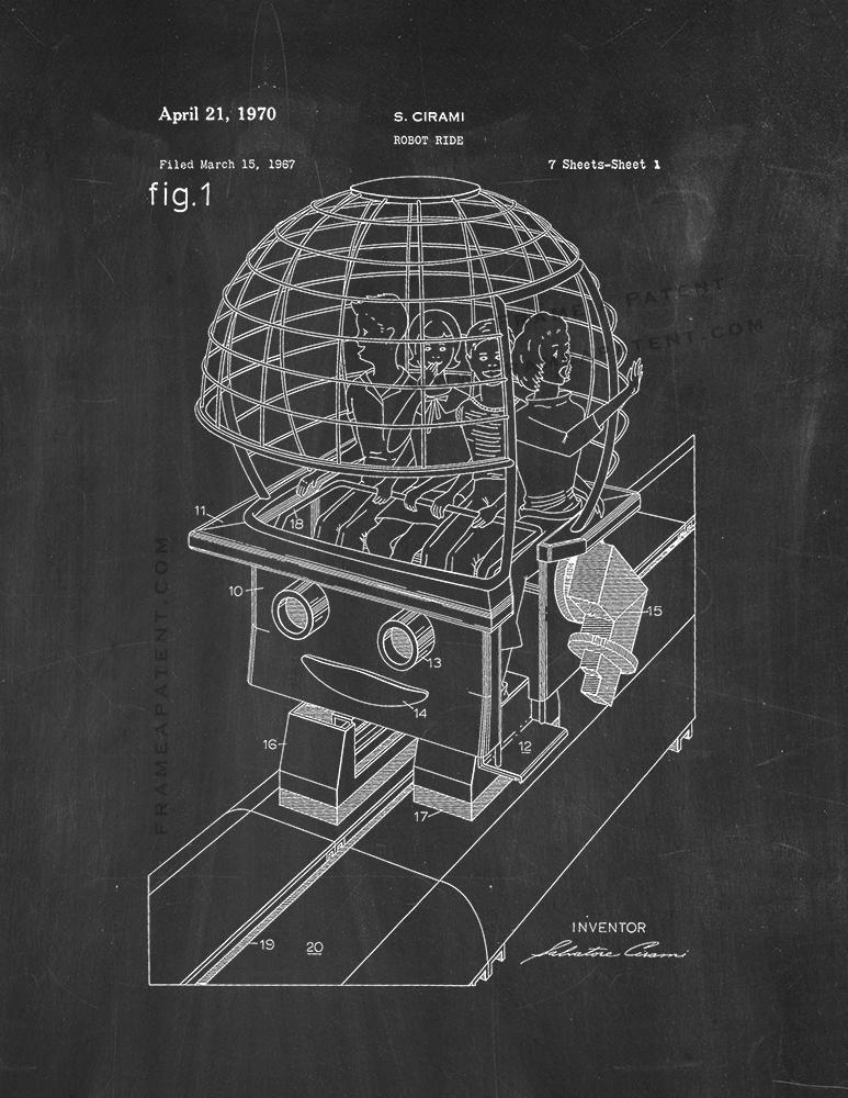 Primary image for Robot Ride Patent Print - Chalkboard