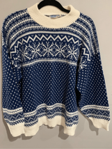 Vintage Knit Women’s Sweater-AMERICAN PRIDE Blu/White Medium Acrylic Lon... - £19.24 GBP