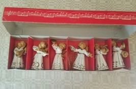 Set Of 6 Vintage Angel Musicians Ornaments Made In Italy Lillian Vernon 379E - £21.18 GBP