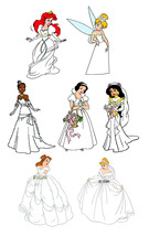 7 Sets DISNEY PRINCESS Wedding DRESS Cross Stitch Pattern Patterns - $18.95
