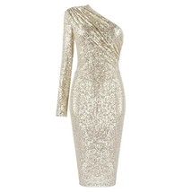 2023 Sequins Beading Women One  Dress Slim Body  Party Midi Dress High Waist Wom - £97.42 GBP