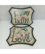 Vintage 1970s Love And Faith Wall Picture Plaque MDF Kissing Praying Hom... - $24.74