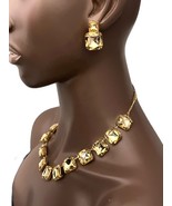 Lightweight Beige Light Brown Acrylic Crystals Casual Chic Necklace Earrings Set - $19.00