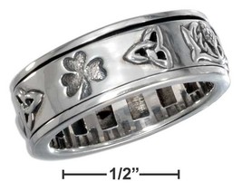 Sterling Silver Worry Ring with Irish Symbols Spinning Band - £148.64 GBP
