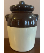 Vintage Roseville Pottery USA RRP Co Brown Tan Crock Cookie Jar with Lid - €19,90 EUR