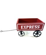 Vintage Wooden Little Red Wagon With Metal Wheels 6” Length Nurserymens ... - $6.73