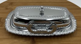 Ironware Silver Color Butter Dish with Glass Insert  &amp; Oval Tray - £13.56 GBP