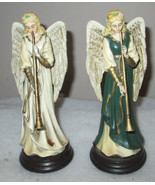 Vintage Pair (2) Enesco Trumpet Angel&#39;s Long Horn Figurine/Ornament - €17,30 EUR