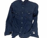 Vintage 90’s Wrangler Denim Western Shirt Blue Dark Wash Pearl Snap 17.5... - $49.20