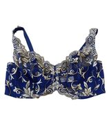 Soma Embroidered Lace Bra 36D Womens Underwire Supportive Navy &amp; Gold - €28,85 EUR