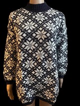 NWT Vtg 80s American Pride Sweater Christmas Large USA Blue Snowflakes G... - $21.23
