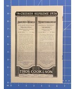 Vtg Print Ad The Cruises Supreme 1926 Around the World and Mediterranean... - £9.64 GBP