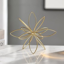 8&quot; Gold Decorative Sphere, Metal Floral Tabletop Sculpture, Abstract Tab... - $35.96