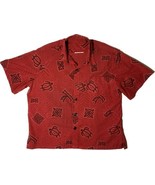 Aloha Hawaii Tapa Men&#39;s 2XL Shirt Red Tapa Turtles Designs 5 Button - £16.85 GBP