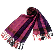 Pink Lovely Little Flower Patterns &amp; Stripe Pashmina  - $12.99