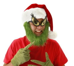 Dr. Seuss How The Grinch Stole Christmas Grinch Santa Hat with Beard NEW UNWORN - £17.41 GBP