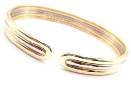 Authentic! Van Cleef &amp; Arpels 18k Yellow &amp; White Gold Bangle Cuff Bracelet Paper - £5,349.07 GBP
