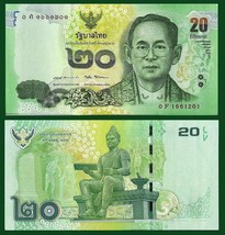 Thailand P118, 20 Baht, King Rama IX / King Ramkhamhaeng, UNC see UV &amp; w/m image - £1.58 GBP