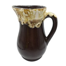 Robinson Ransbottom Pottery Pitcher Brown Drip Glaze Vintage Swirl Handle 7.5 - £14.29 GBP