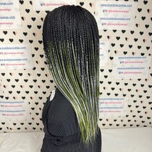 Box Braid Black Green Ombre Handmade Glueless Hand Braided Lace Closure ... - £127.86 GBP