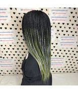 Box Braid Black Green Ombre Handmade Glueless Hand Braided Lace Closure ... - $158.95