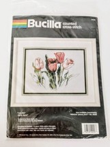 Bucilla Cross-stitch Kit Tulip Flowers 9 x 12 1990 Vintage Sealed New - $30.85