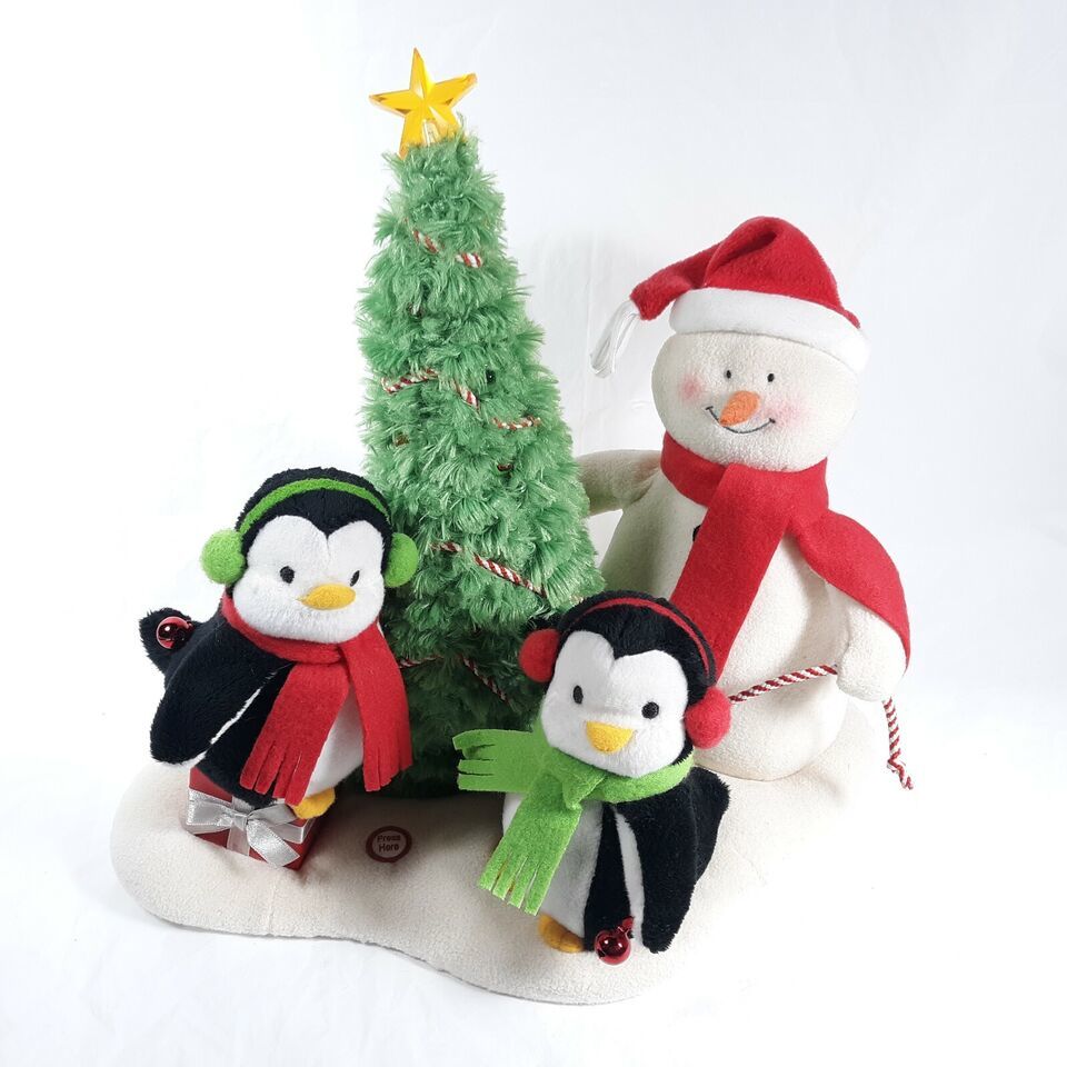 2006 Hallmark Jingle Pals Snowman and Penguins Rocking Around The Christmas Tree - $17.67