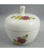 Pink Yellow Rose Floral White Porcelain Trinket Dish Vanity Jewelry Keep... - $12.73