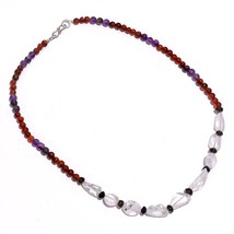 Natural Crystal Carnelian Amethyst Gemstone Mix Shape Beads Necklace 17&quot; UB-5968 - £8.69 GBP