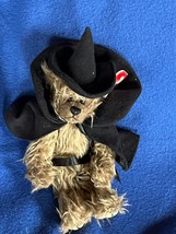 Ty Esmeralda The Old Black Magic Brown Jointed Teddy Bear Witch w Black Cape  - £7.56 GBP