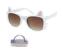 WHITE Dazey Shades tween Cat Shape Fashion Sunglasses with Case girls ki... - $9.49