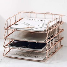 Metal Letter Trays For Filing Documents In The Home And Office, 4-Tier Stackable - £36.96 GBP