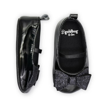 NEW Goldbug Glitter Bow Mary Jane Dress Shoes sz 6-9 mo. black faux leather - £9.55 GBP