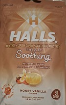 Halls Honey Vanilla Flavor Throat Soothing Menthol Cough Suppressant 8 bags - £31.58 GBP