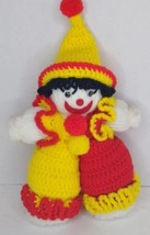 Crochet Clown Vintage Colorful Hand Made Crafted Knitted Craft 12&quot; - $11.45