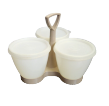 Vintage Tupperware 757-3 Condiment Caddy Server Set with 3 Bowls &amp; Lids - $15.88