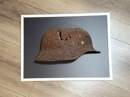 German WW2 era original steel half helmet wall plaque from Kurland battl... - $58.41