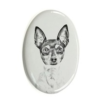 Toy Fox Terrier - Gravestone oval ceramic tile with an image of a dog. - £7.98 GBP