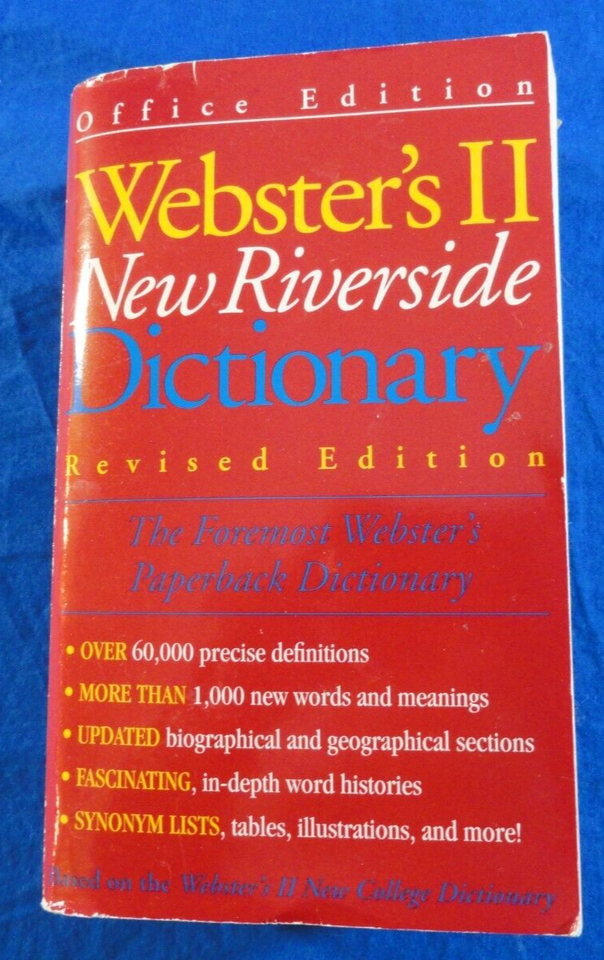 OFFICE EDITION WEBSTER&#39;S II NEW RIVERSIDE DICTIONARY REVISED EDITION BOO... - $7.43